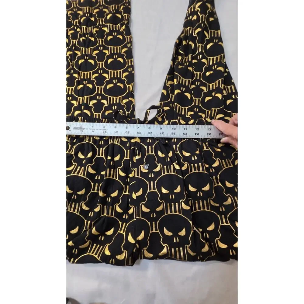 Marvel Punisher Skull Pajama Pants Black Gold Lounge Sleepwear Size Small
